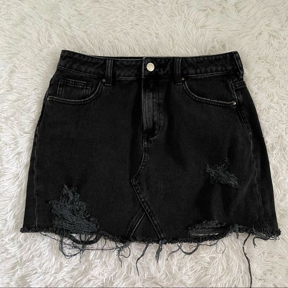 EUC Pacsun Distressed Black Jean Skirt - Picture 8 of 16